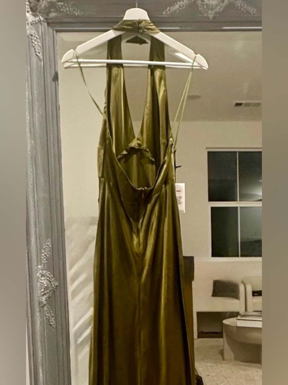 Reformation Daniela Silk Dress | Olive Green | NWT - Picture 7 of 10